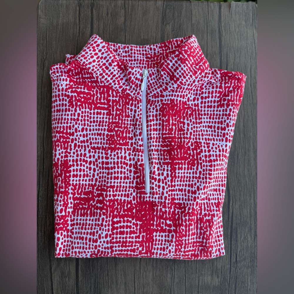 IBKUL Women's CORAL Patterned Half-Zip Top SIZE M - Picture 7 of 7